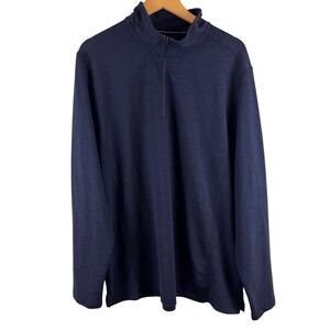 Orvis Quarter Zip Pullover Mens XL Navy Blue Heathered Stretch Classic 1412097